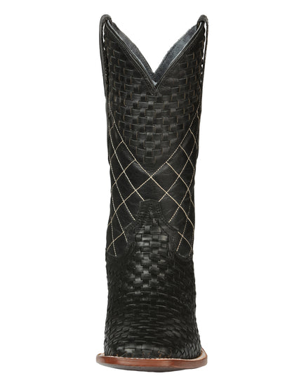 El General Men's Rodeo Boots Petatillo Leather - Black 45438