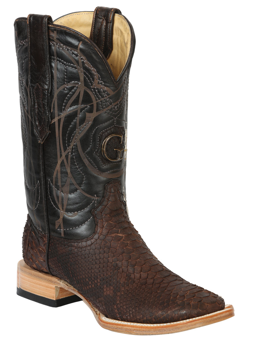 El General Men's Exotic Python Rodeo Boots - Brown 45502