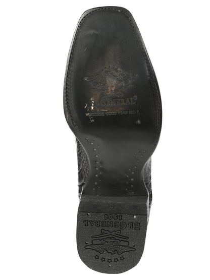 El General Men's Exotic Ostrich Leg Cowboy Boots - Black 45510