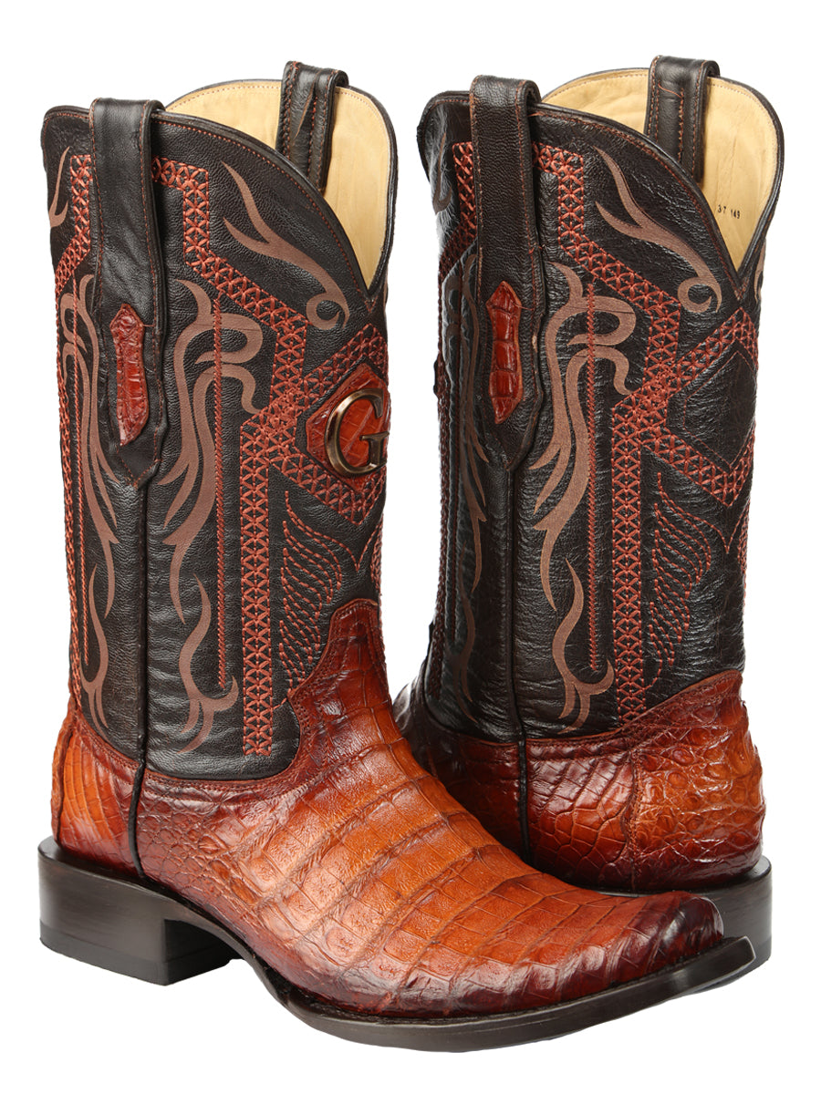El General Men's Exotic Caiman Belly Cowboy Boots - Cognac  45520