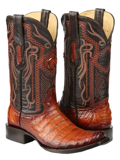El General Men's Exotic Caiman Belly Cowboy Boots - Cognac  45520