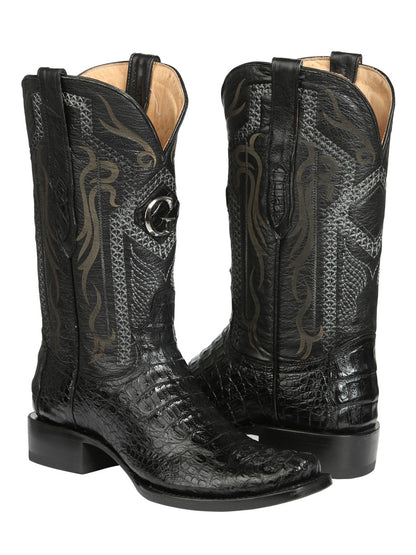 El General Men's Exotic Caiman Nuca Cowboy Boots - Black 45521