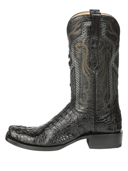 El General Men's Exotic Caiman Nuca Cowboy Boots - Black 45521