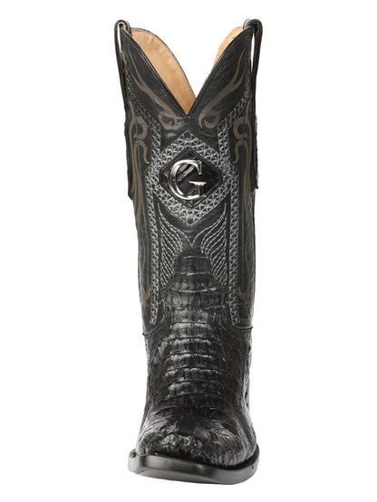 El General Men's Exotic Caiman Nuca Cowboy Boots - Black 45521