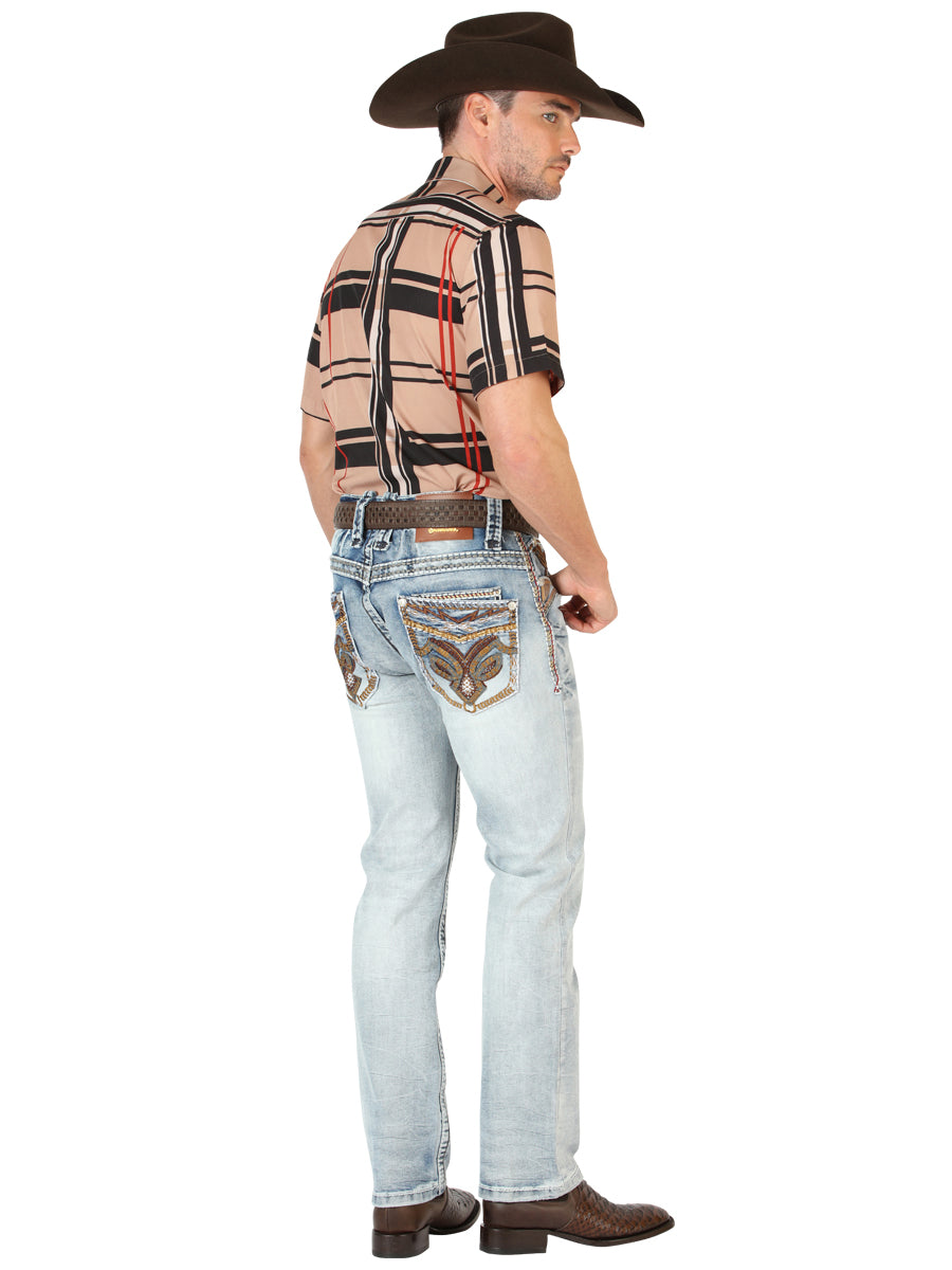 Centenario Men's Premium Denim Boot Cut Pants - Light Blue 45531