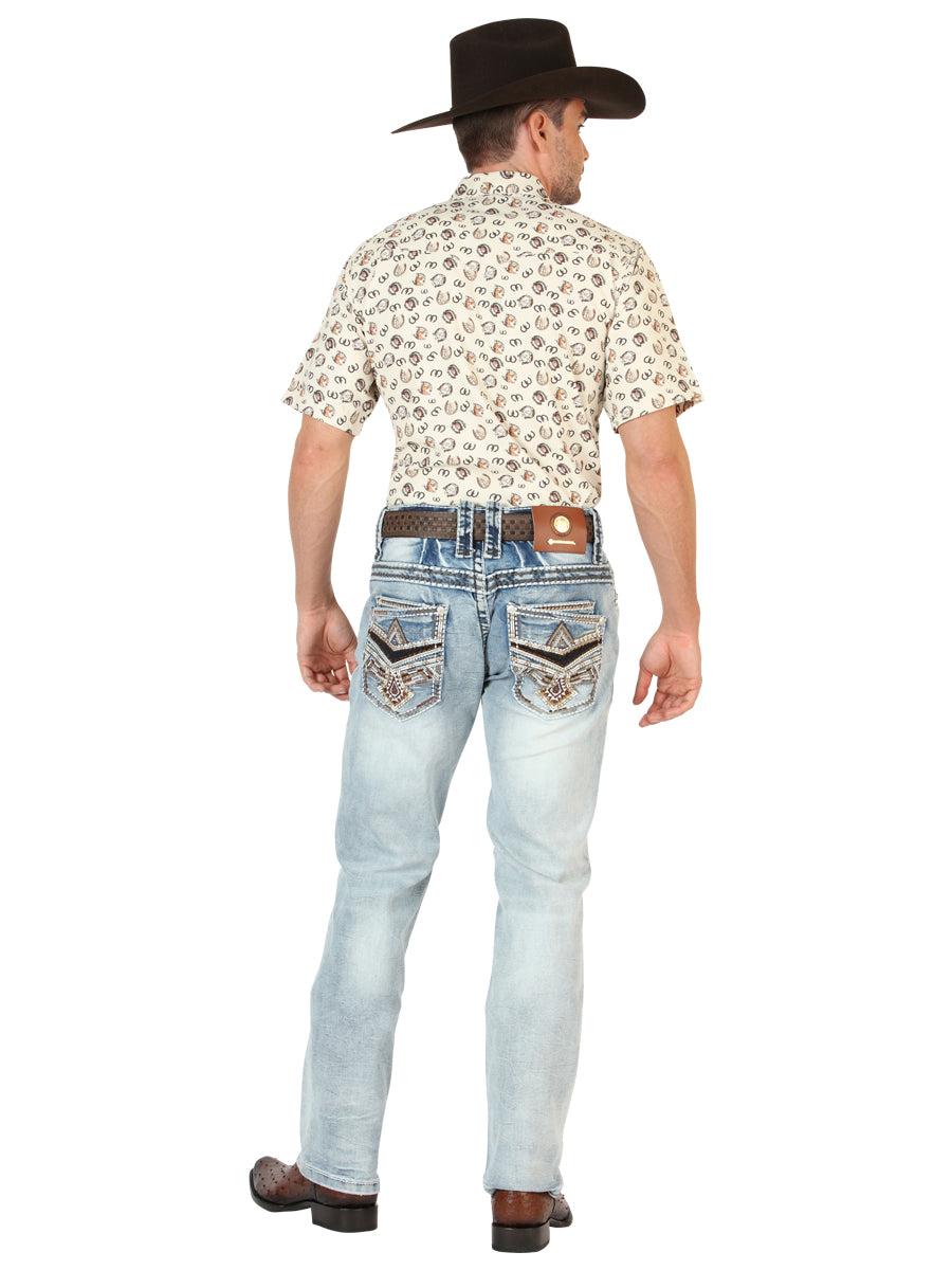 Centenario Men's Premium Denim Boot Cut Pants - Medium Blue  45533