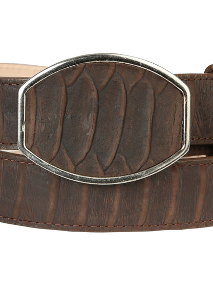 Men’s Western Belt El General Imitation Python - Brown 45570