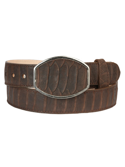 Men’s Western Belt El General Imitation Python - Brown 45570