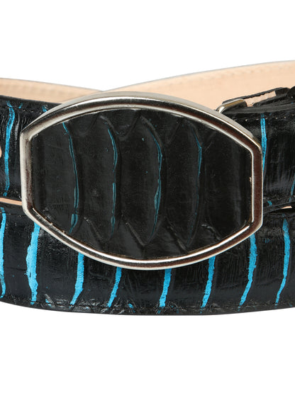 Men’s Western Belt El General Imitation Python - Black/Blue 45572