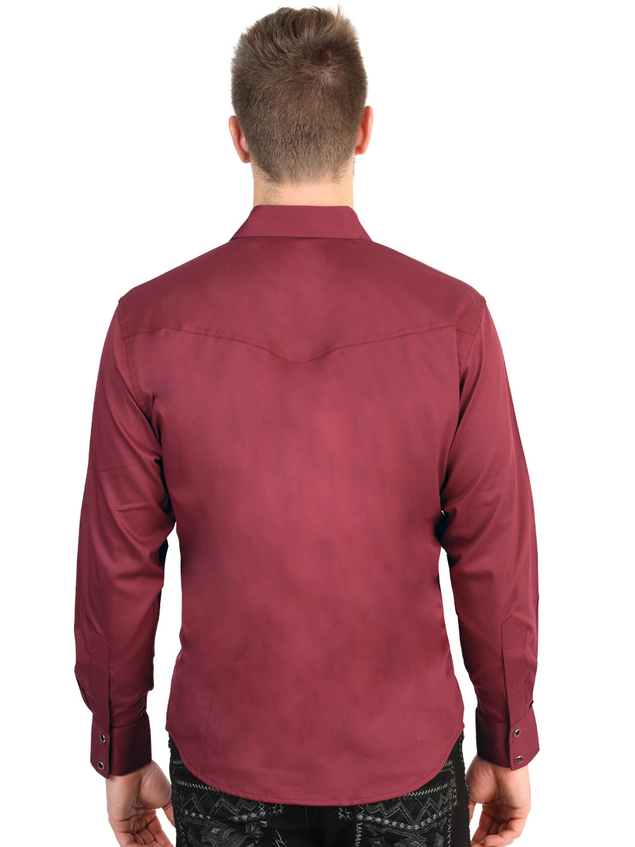 El General Men’s Long Sleeve Western Shirt - Burgundy Stretch
  45615