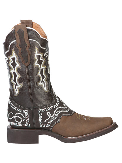 El General Rodeo Boot - Nobuck Dark Brown with Embroidery  51117