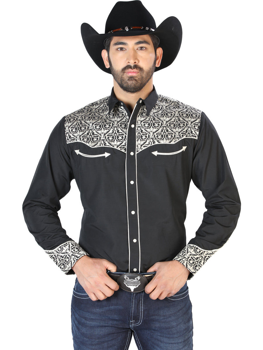 El Señor de los Cielos Embroidery Shirt Black/Beige 126704