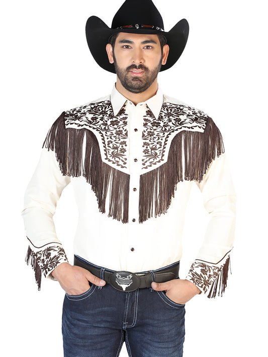 El Señor de los Cielos Embroidery Shirt Beige/Brown 126710