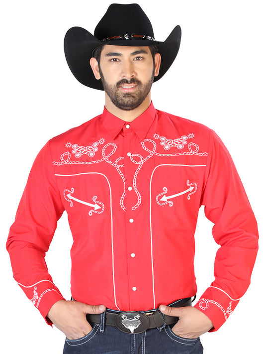 El Señor de los Cielos Embroidery Shirt Red/White 126719