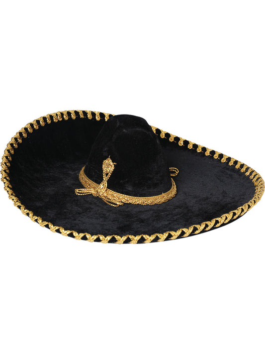 Adult 
Mexican Charro Hat Velvet Black/Gold 600601