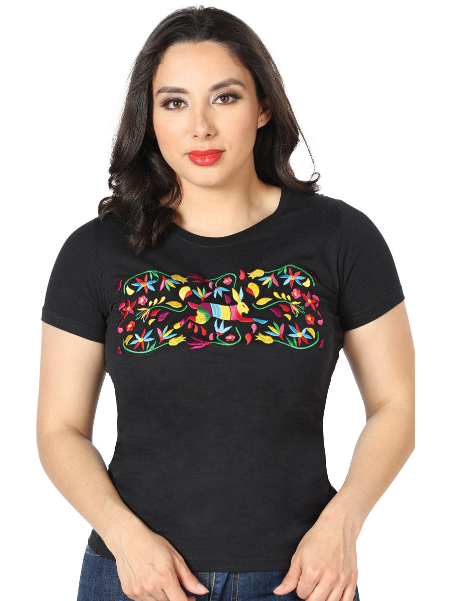 Artisanal Embroidered T Shirt Black 602761