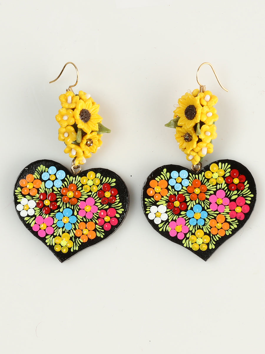 Artisanal Hand Painted Earrings Multicolor 603109