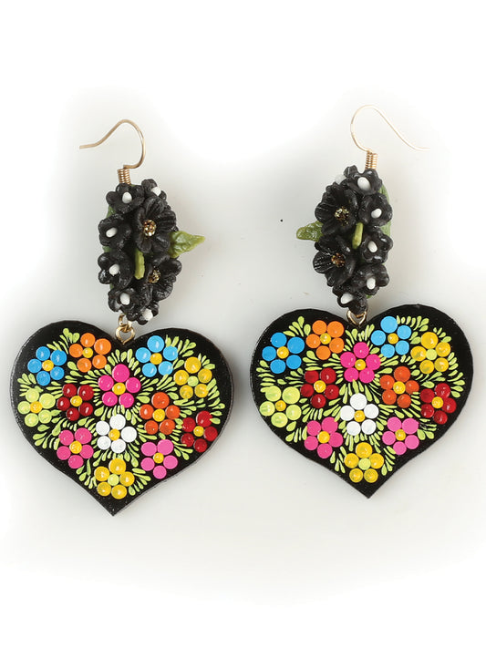 Artisanal Hand Painted Earrings Multicolor 603110