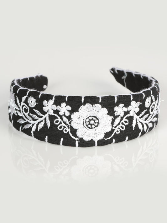Artisanal Embroidered Headband 100% Cotton White 603119