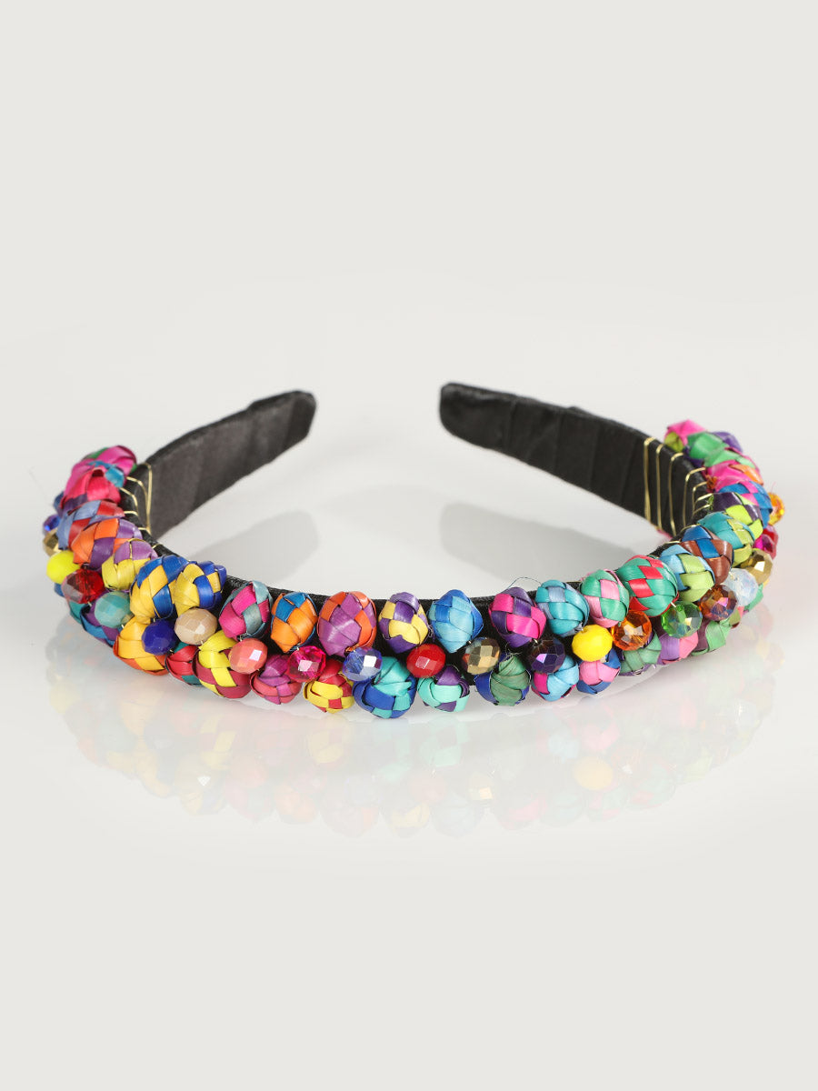 Artisanal Handcrafted Headband 100% Leaf Palm Multicolor  603276