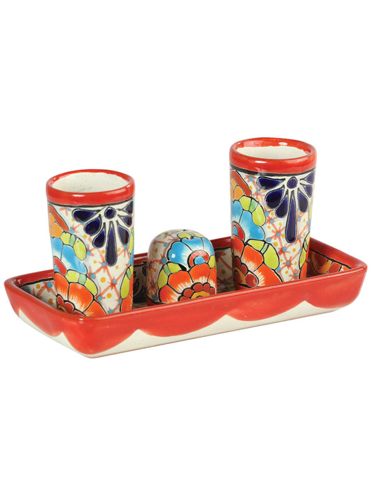 Artisanal Tequila Shot Glass Set Talavera Multicolor 603310