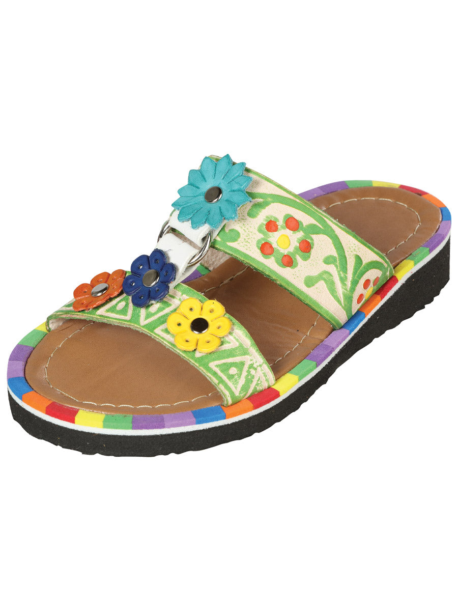 Artisanal Mexican Sandals Leather Multicolor 603384