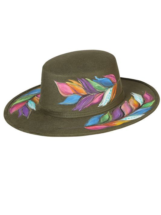 Artisanal Mexican Hand-Painted Hat Suede Black 603730