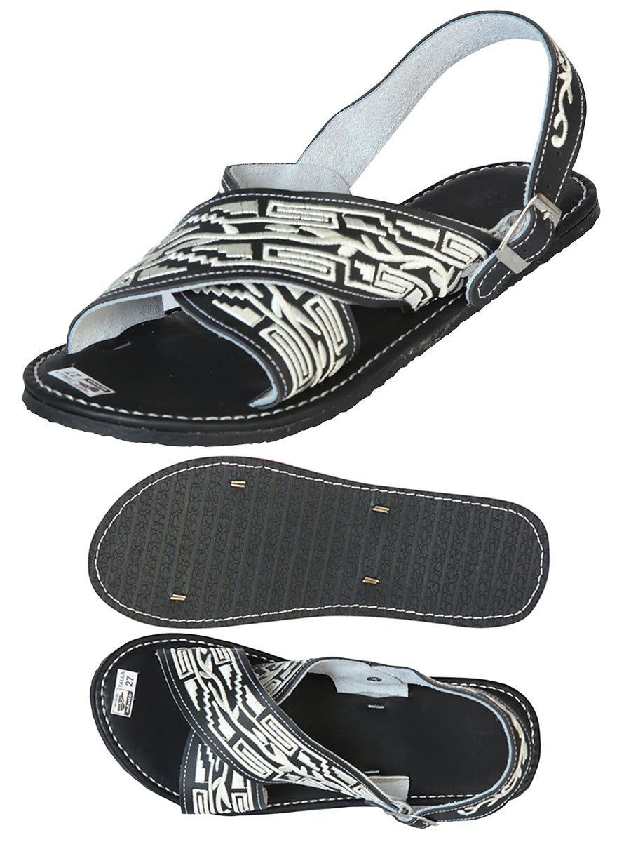 Mexican Artisanal Sandals 50% Leather, 50% Synthetic Black  603786