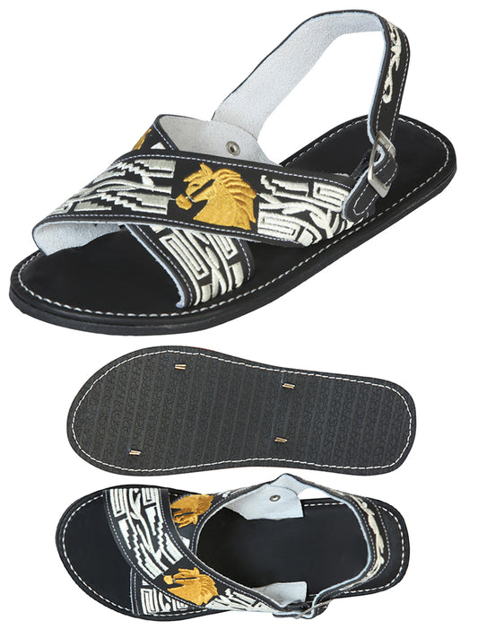Mexican Artisanal Sandals 50% Leather, 50% Synthetic Black  603792