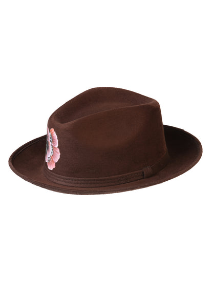 Artisanal Hand Painted Hat Suede Brown 603822