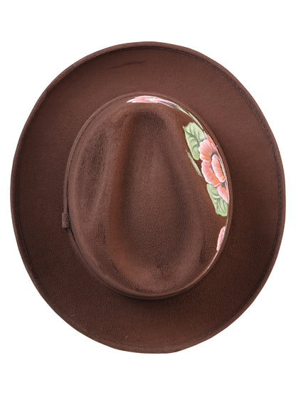 Artisanal Hand Painted Hat Suede Brown 603822