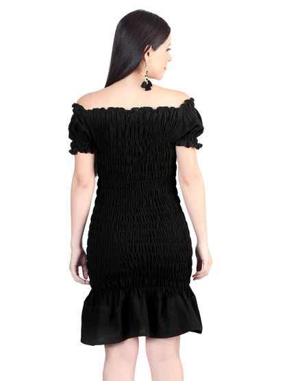 Artisanal Embroidered Dress 100% Cotton Black 604007