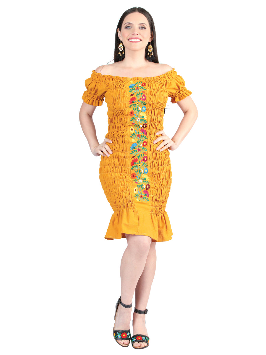 Artisanal Embroidered Dress 100% Cotton Black 603089 main image 0
